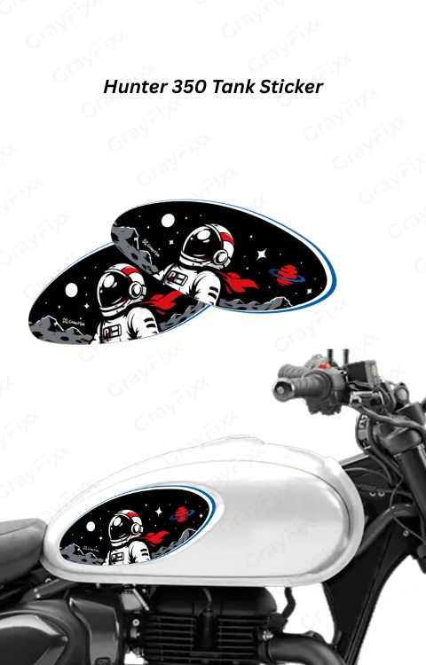 Tank Side Sticker Compatible with Hunter 350 | Made in Premium Gloss Vinyl with FPF (Fade Protection Film), Precut Sticker, Waterproof, Pack of 1
